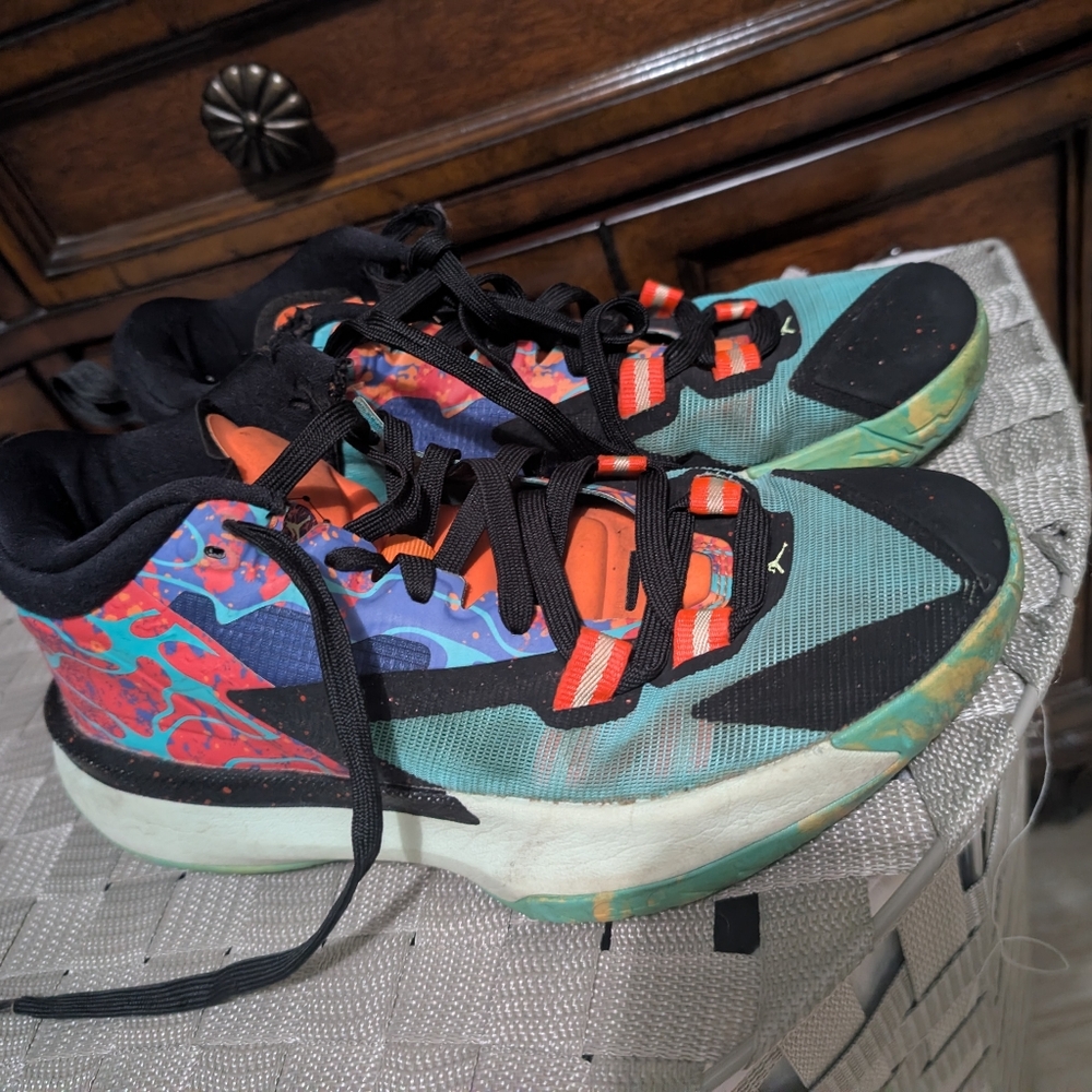 Jordan Men  Sneakers in Black, Orange, and Blue